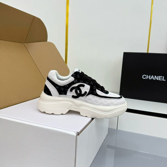 Chanel Classic Black and White Casual Board Shoes with Breathable Design