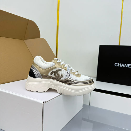 Chanel Classic Black White Leather Casual Sneakers