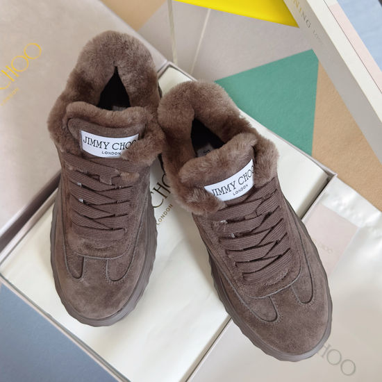 Jimmy Choo Wool Lined Platform Casual Sneakers with Velvet Upper