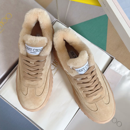 Jimmy Choo Wool Lined Platform Casual Sneakers with Velvet Upper