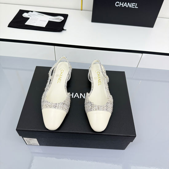 Chanel Elegant Slingback Two-tone Premium Leather Sole Casual Shoes