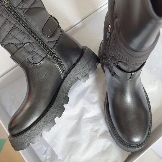 Christian Dior CD Cannage Stitch Chunky Platform Knee High Boots with Buckle