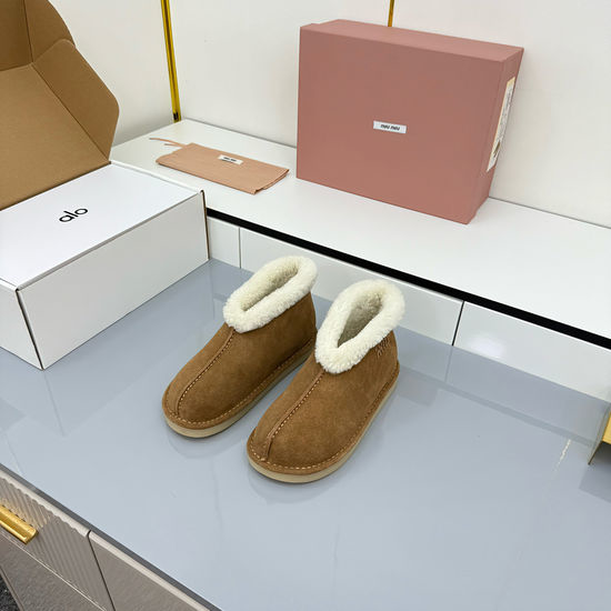 Miu Miu Warm Wool Lined Suede Comfortable Winter Ankle Boots