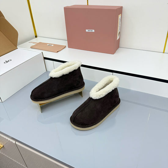 Miu Miu Warm Wool Lined Suede Comfortable Winter Ankle Boots