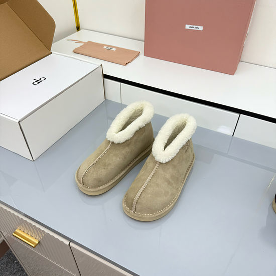 Miu Miu Warm Wool Lined Suede Comfortable Winter Ankle Boots