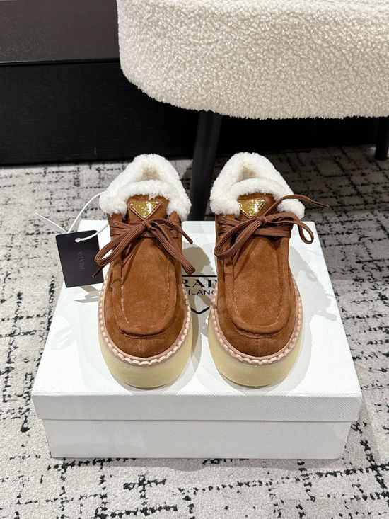Prada Suede Platform Casual Shoes with Fleece Lining