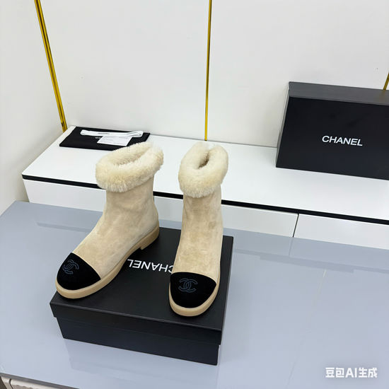 Chanel Suede Faux Fur Lined Non Slip Short Winter Boots