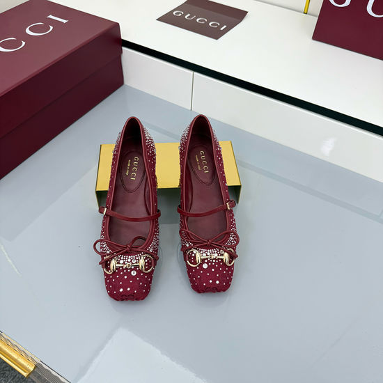 Gucci Vintage Crystal Buckle Ballet Flats Soft Comfortable Daily Shoes