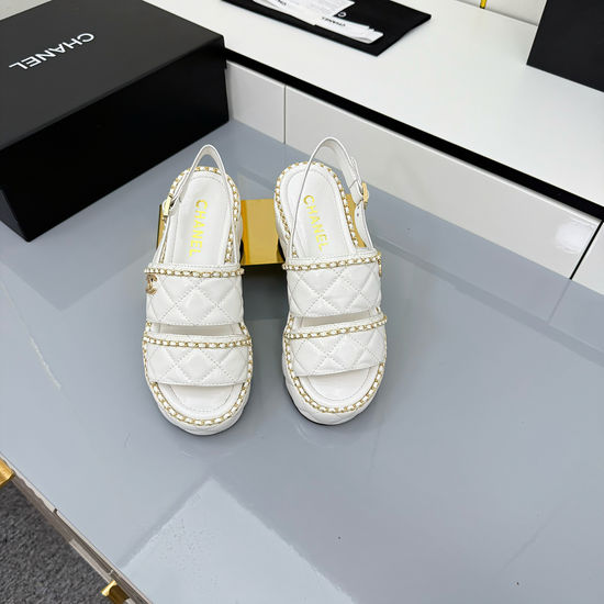 Chanel Quilted Leather Chain Sandals Elegant Daily Comfort Footwear