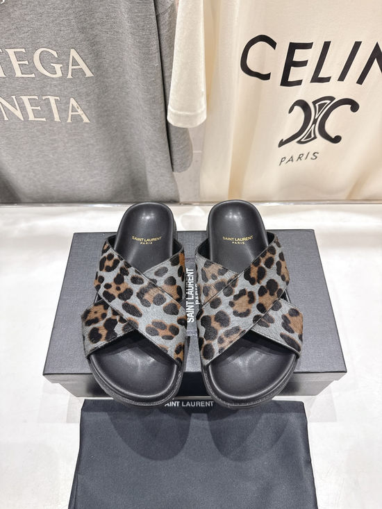 Fendi Cross Strap Slip On Sandals with Decorative Buckle