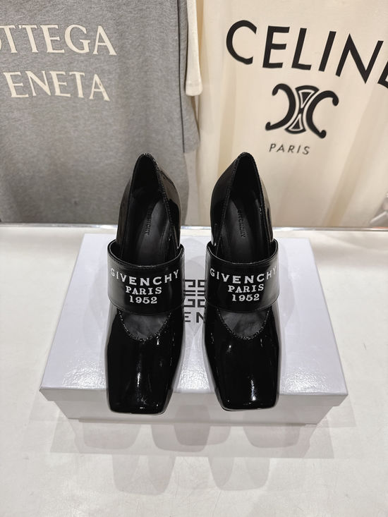 Givenchy Square Toe Mary Jane High Heels Elegant Non-Slip Leather Shoes