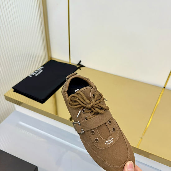 Prada Vintage Suede Canvas Sneakers Comfortable Casual Daily Shoes
