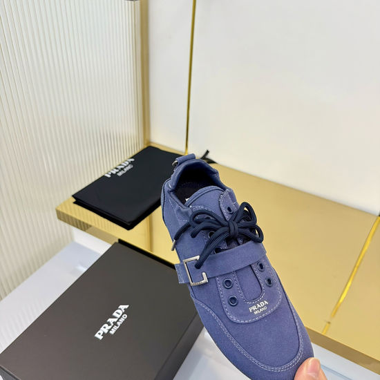 Prada Vintage Suede Canvas Sneakers Comfortable Casual Daily Shoes
