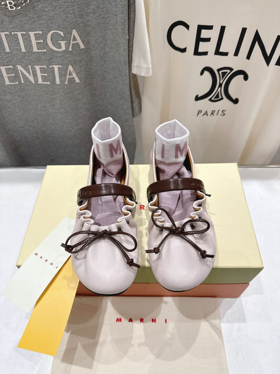 Marni Bow Knot Ballet Flats Slip On Soft Sole