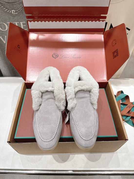 Loro Piana Classic High-top Furry Loafers Soft Comfortable Durable Footwear