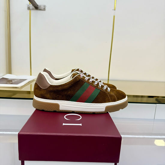 Gucci Classic Canvas Leather Casual Sneakers Comfortable Durable