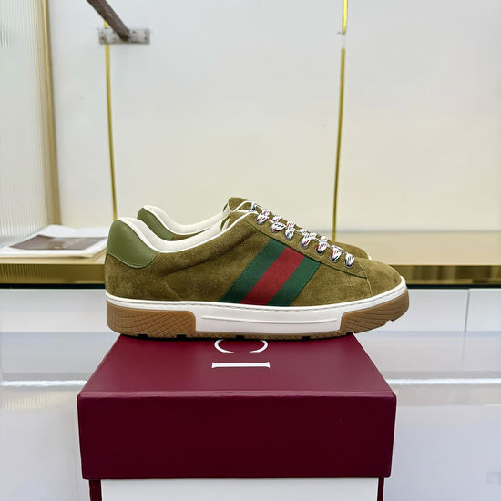 Gucci Classic Canvas Leather Casual Sneakers Comfortable Durable