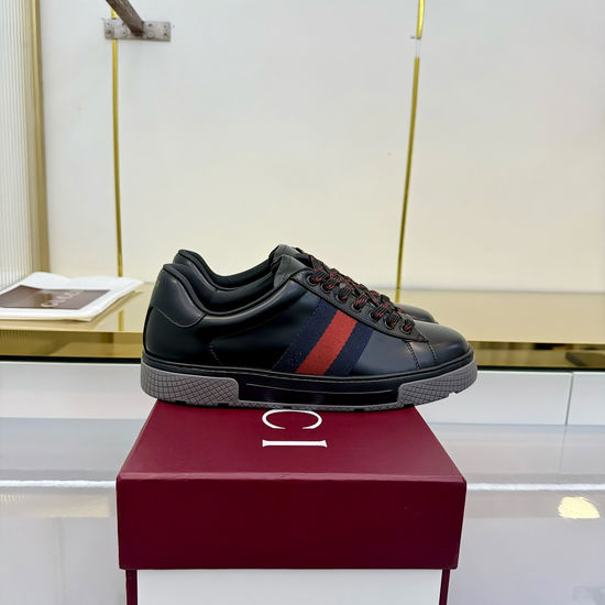 Gucci Classic Canvas Leather Casual Sneakers Comfortable Durable
