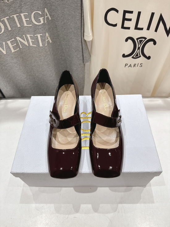 Christian Dior Square Toe Block Heel Mary Jane Shoes Comfortable