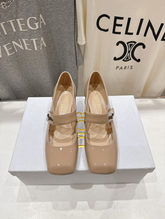 Christian Dior Square Toe Block Heel Mary Jane Shoes Comfortable
