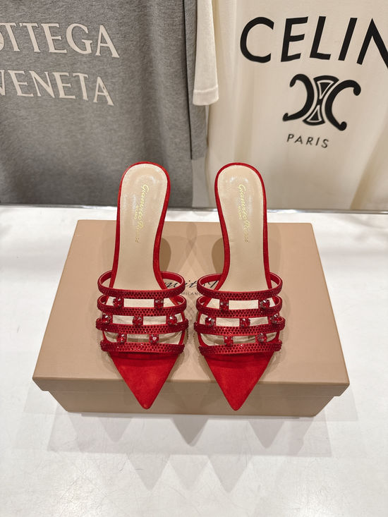 Gianvito Rossi Rhinestone Pointed Toe High Heel Slides Classic