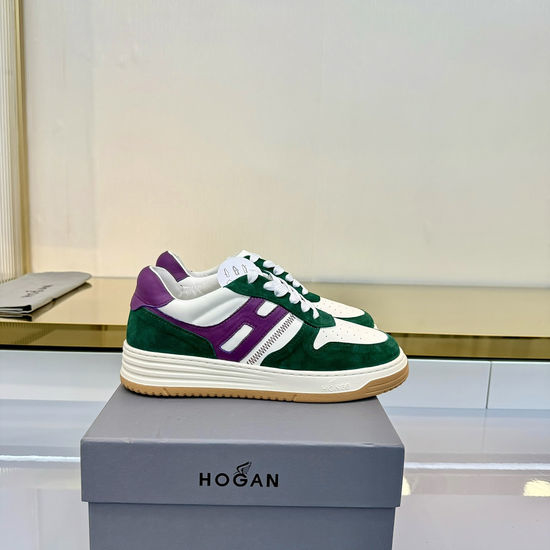 Hogan Leather Round-Toe Casual Shoes with Color Block Design
