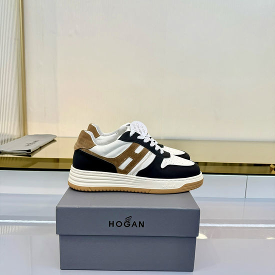Hogan Leather Round-Toe Casual Shoes with Color Block Design