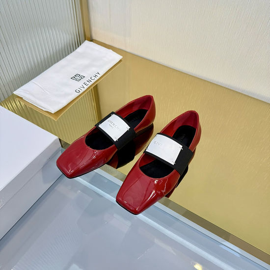 Givenchy Leather Ballet Flats Thick Sole Buckle Decor Casual Shoes