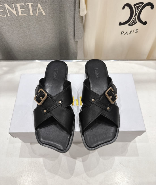 Chloe Cowhide Cross Strap Slides Soft Sheepskin Lined Leather Sole Slippers