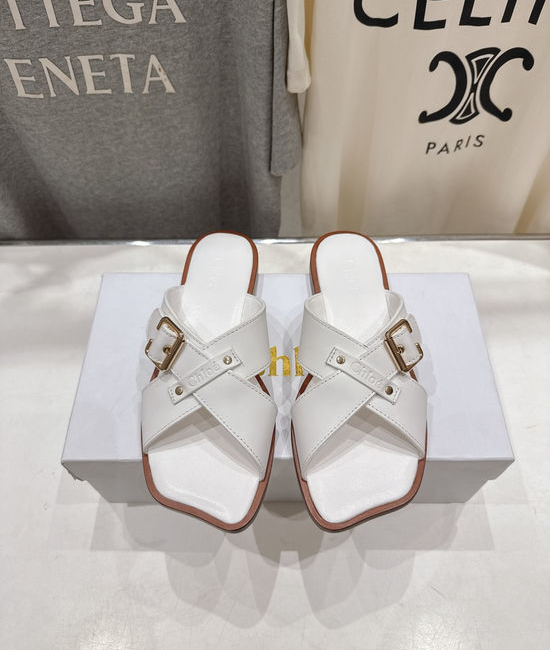 Chloe Cowhide Cross Strap Slides Soft Sheepskin Lined Leather Sole Slippers