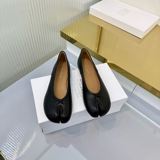 Maison Margiela Split Toe Bow Mary Jane Flats Soft Comfortable Sheepskin Shoes