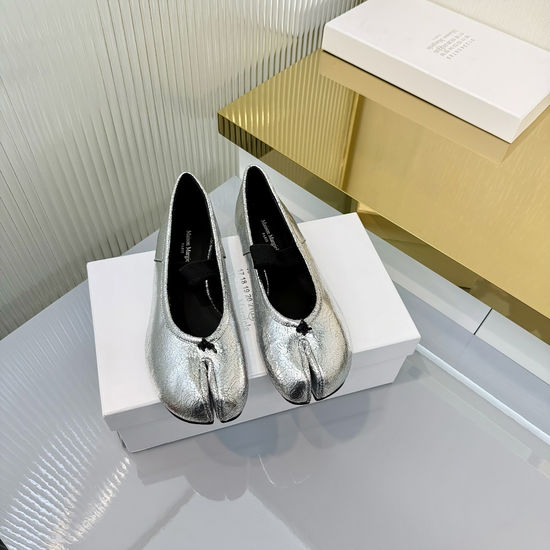 Maison Margiela Split Toe Bow Mary Jane Flats Soft Comfortable Sheepskin Shoes
