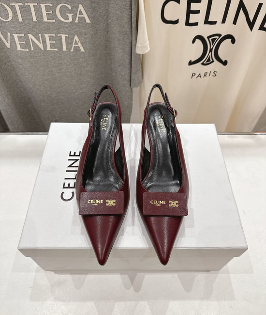 Celine Mid Heel Sheepskin Upper Comfortable Sandals