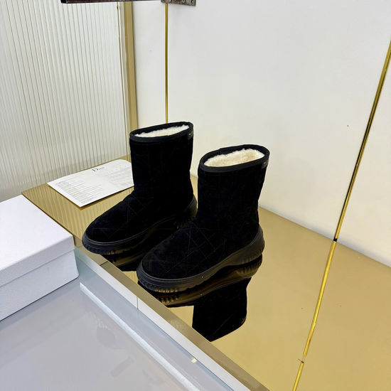 Christian Dior Wool Lined Leather Work Boots Non-slip Durable Outsole