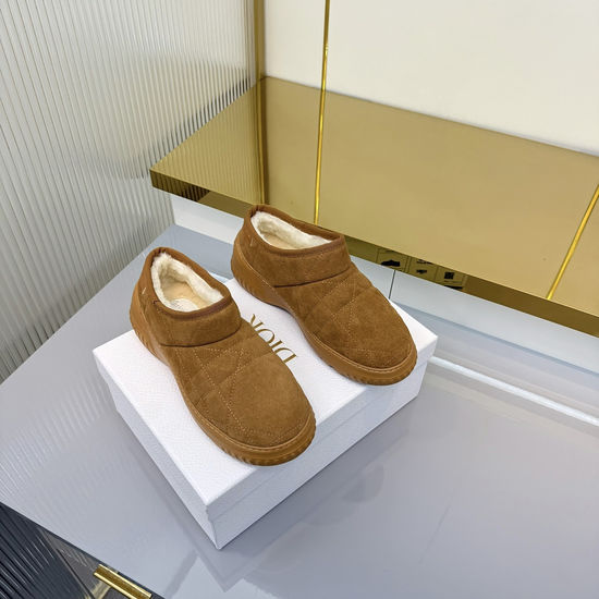 Christian Dior Wool Lined Leather Work Boots Non-slip Durable Outsole