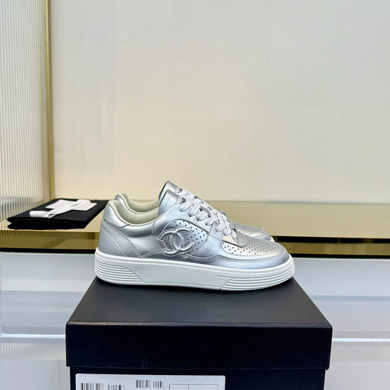 Chanel Genuine Leather Lined Height Increasing Non-slip Casual Versatile Sneakers