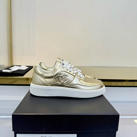 Chanel Genuine Leather Lined Height Increasing Non-slip Casual Versatile Sneakers