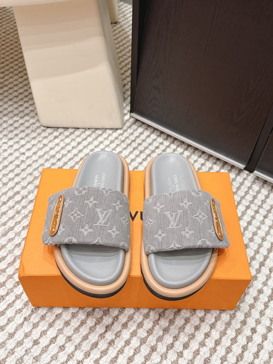 Louis Vuitton Cherry Pattern Canvas Slip On Slide Sandals