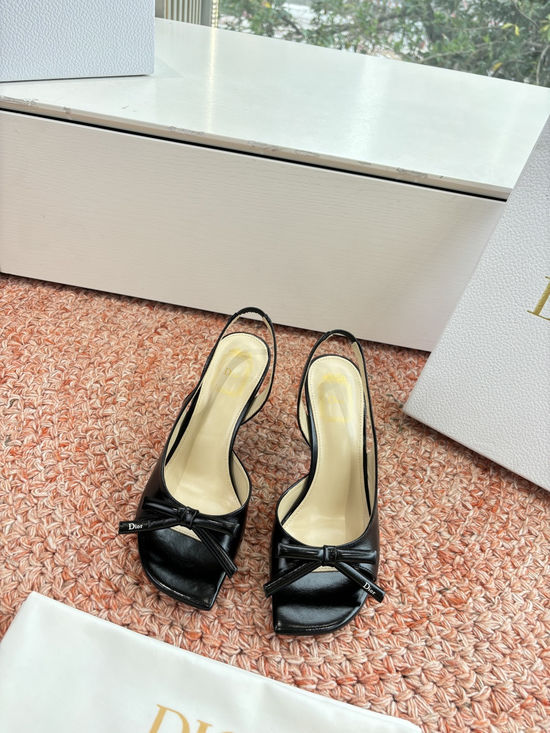 Christian Dior Silk High Heel Slippers with Decorative Metal Buckle