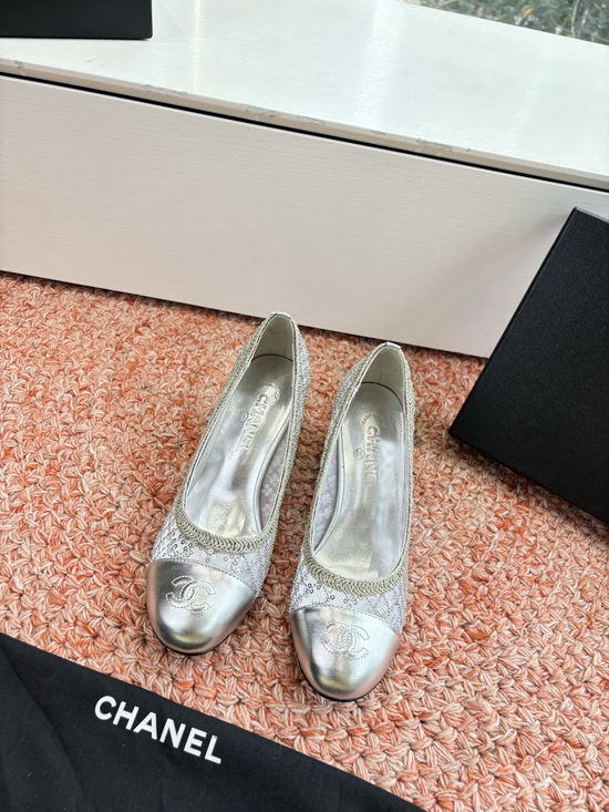 Chanel Sequin Mesh Mary Jane Flats Soft Lining
