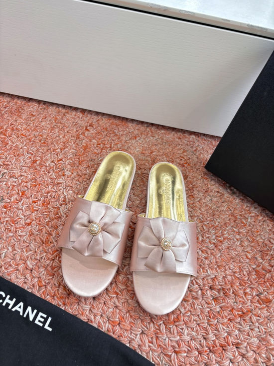 Chanel Metallic Leather Slides Comfortable Casual