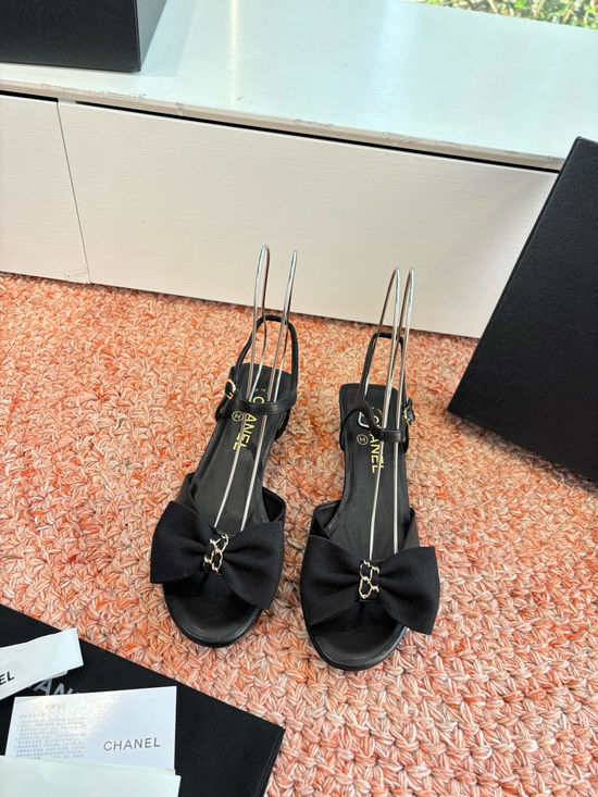 Chanel Bow Sandals Genuine Leather Comfortable Breathable