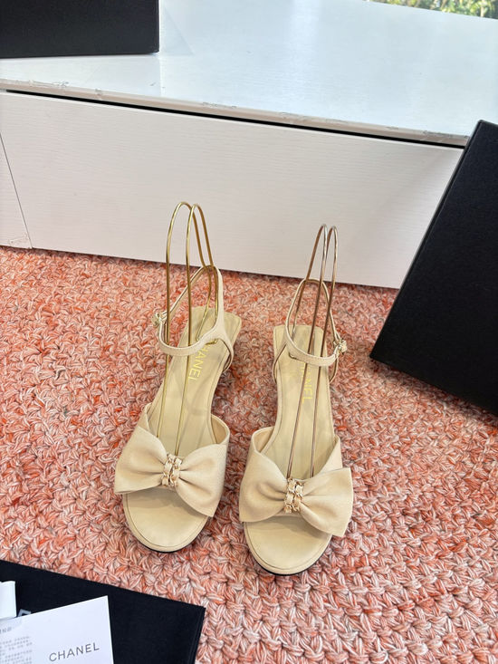 Chanel Bow Sandals Genuine Leather Comfortable Breathable