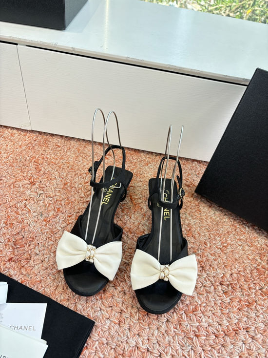 Chanel Bow Sandals Genuine Leather Comfortable Breathable