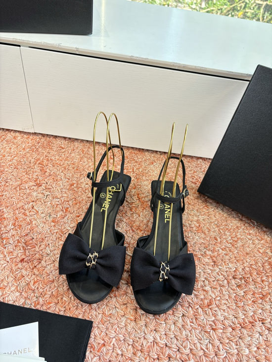 Chanel Bow Sandals Genuine Leather Comfortable Breathable