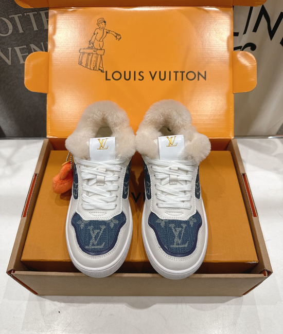 Louis Vuitton LV Wool Lined Thick Sole Leather Casual Sneakers