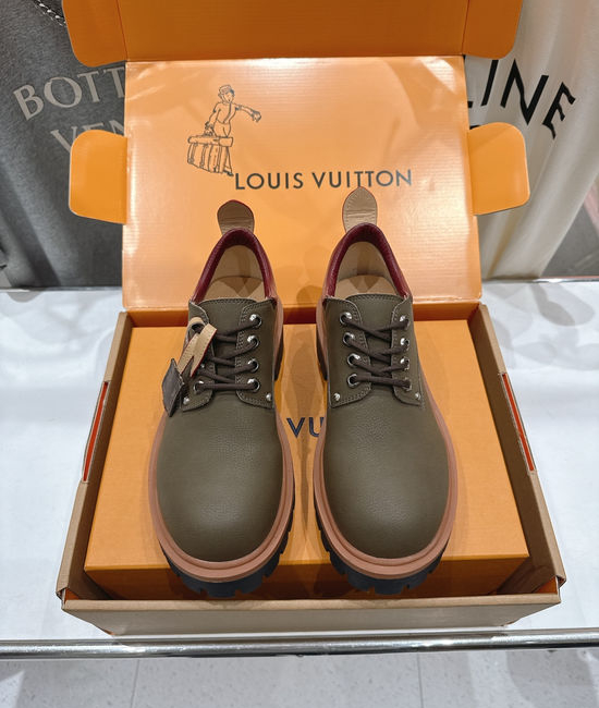 Louis Vuitton LV Thick Sole Lace-up Leather Casual Loafers