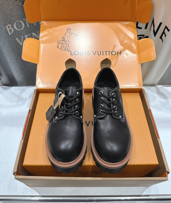 Louis Vuitton LV Thick Sole Lace-up Leather Casual Loafers