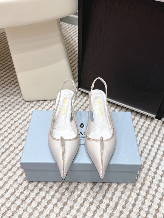 Prada Vintage Pointed-toe High-heeled Slippers with Bow Detail