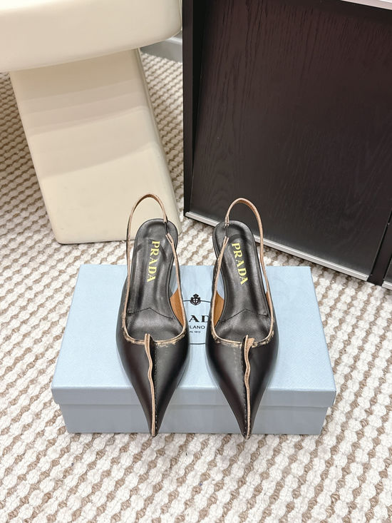 Prada Vintage Pointed-toe High-heeled Slippers with Bow Detail